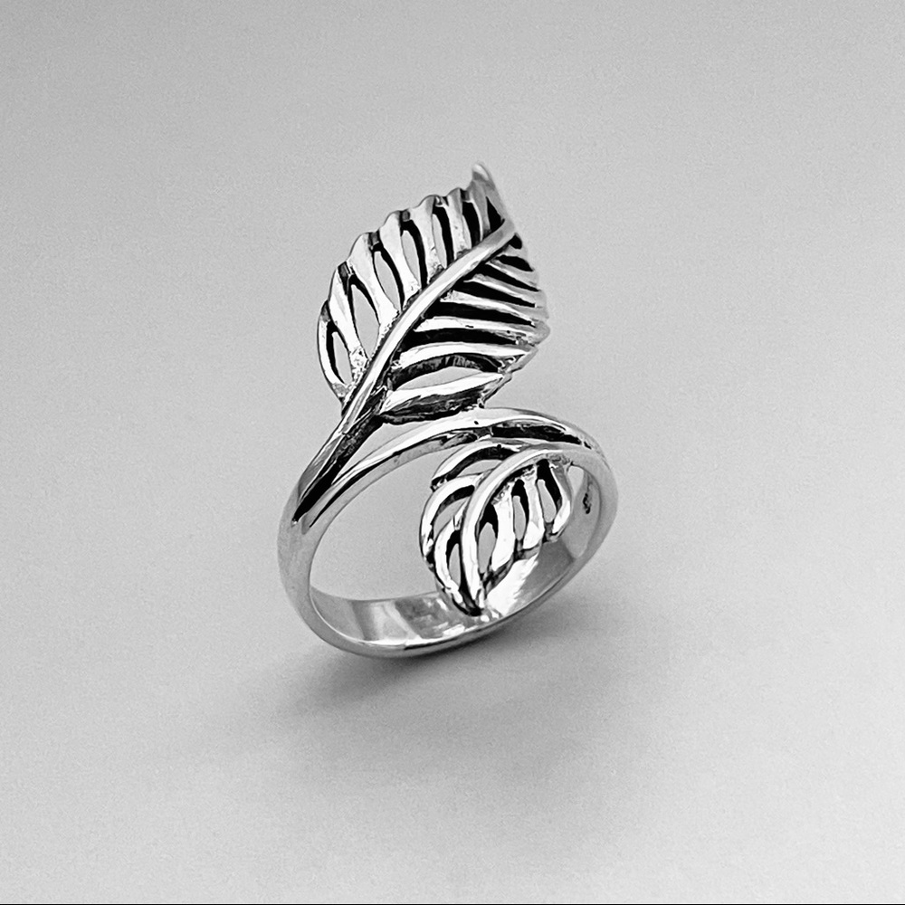 Sterling Silver Big Leaf Ring, Boho Ring, Silver … - image 5